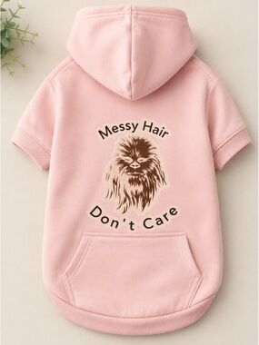 Messy hair, Don’t Care Pink Dog hoodie